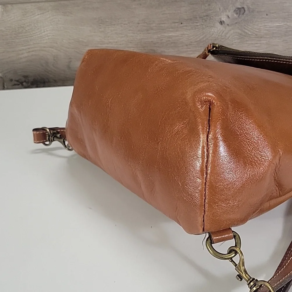 Patricia Nash Classic Tan Leather Fold-Top Backpack Tote Bag
